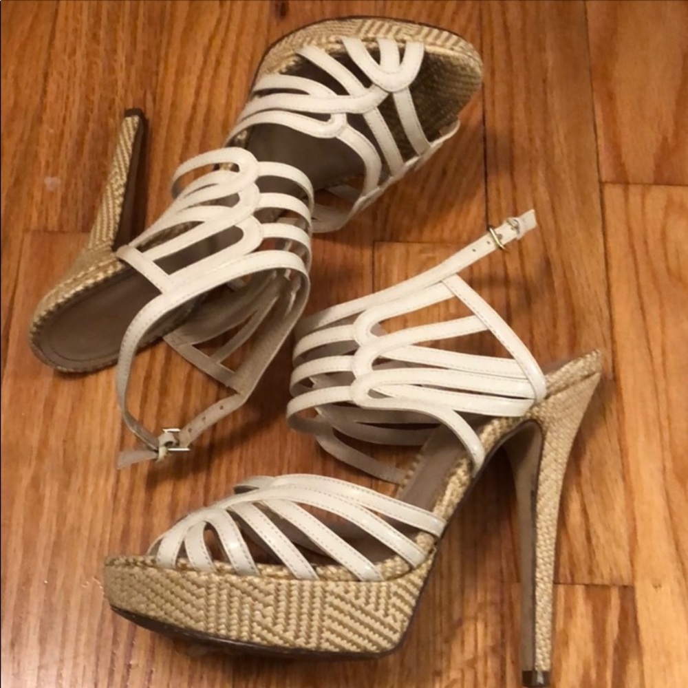 ALDO WHITE SANDALS HEELS